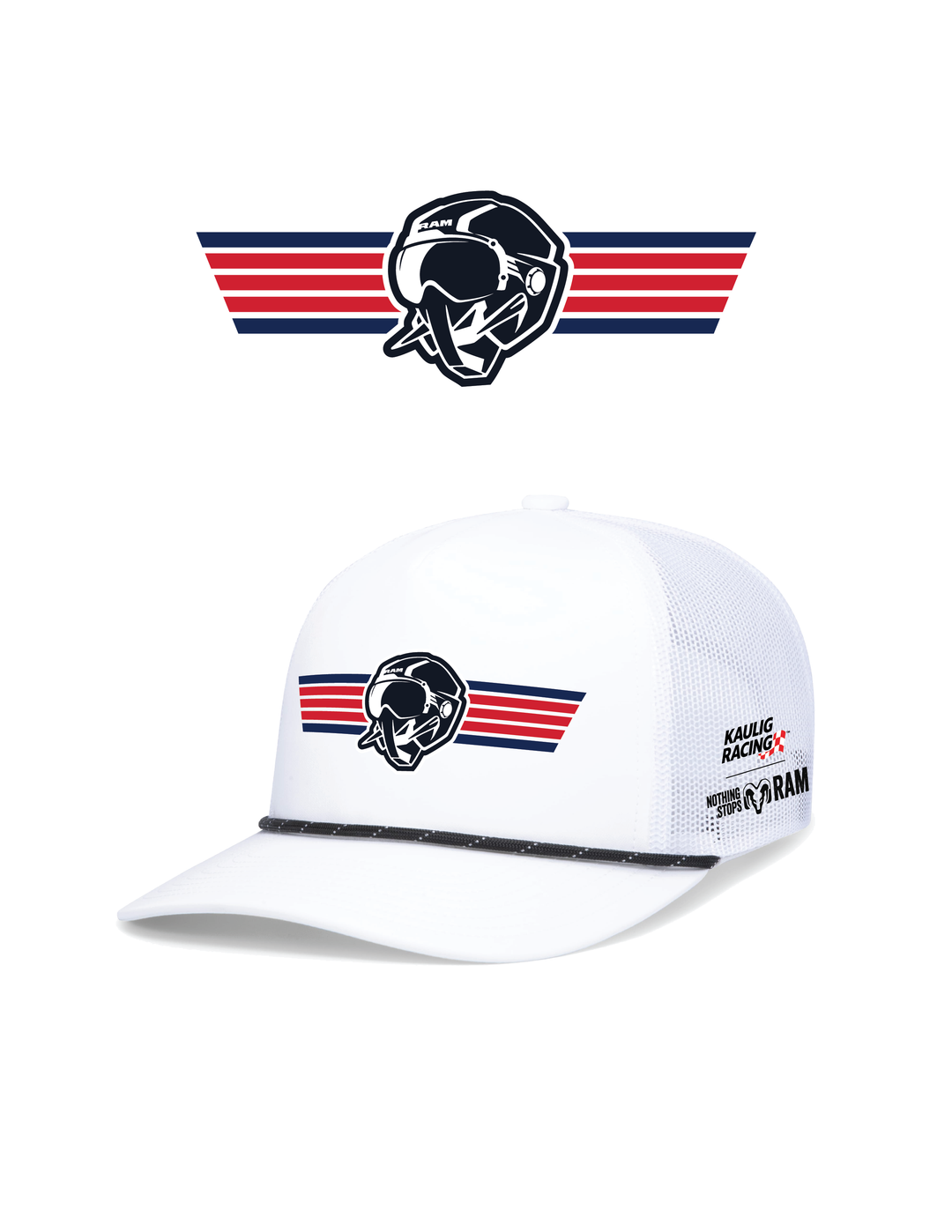 Kaulig x Ram Aviator White Rope hat